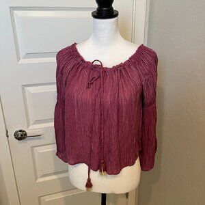 Peasant Top by Lunik in Wine or Burgundy- Size Large NWT (368)